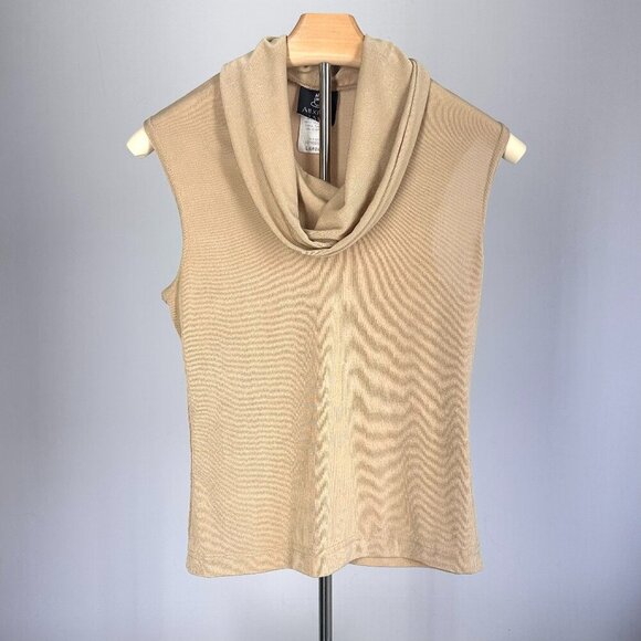 Vintage Anxiety Cafe Gold Cowl Neck Tank Top | Women's L | Elevated Basic - Picture 1 of 6
